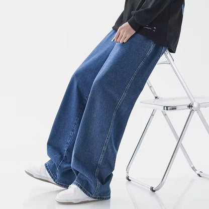 Herren Denim Jeans – Retro Washed, Wide Leg, American High Street Style