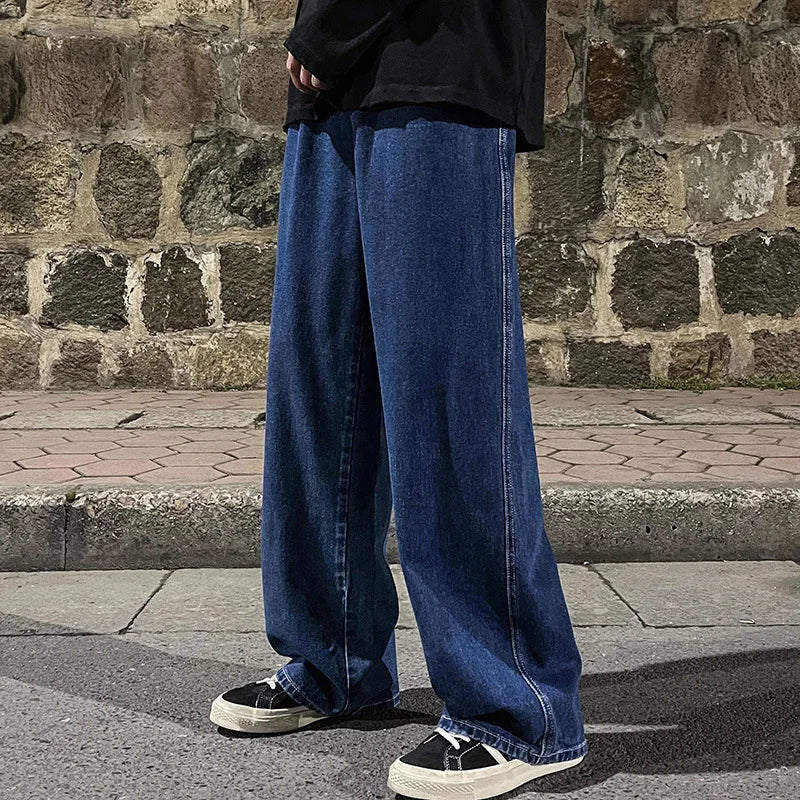 Herren Denim Jeans – Retro Washed, Wide Leg, American High Street Style