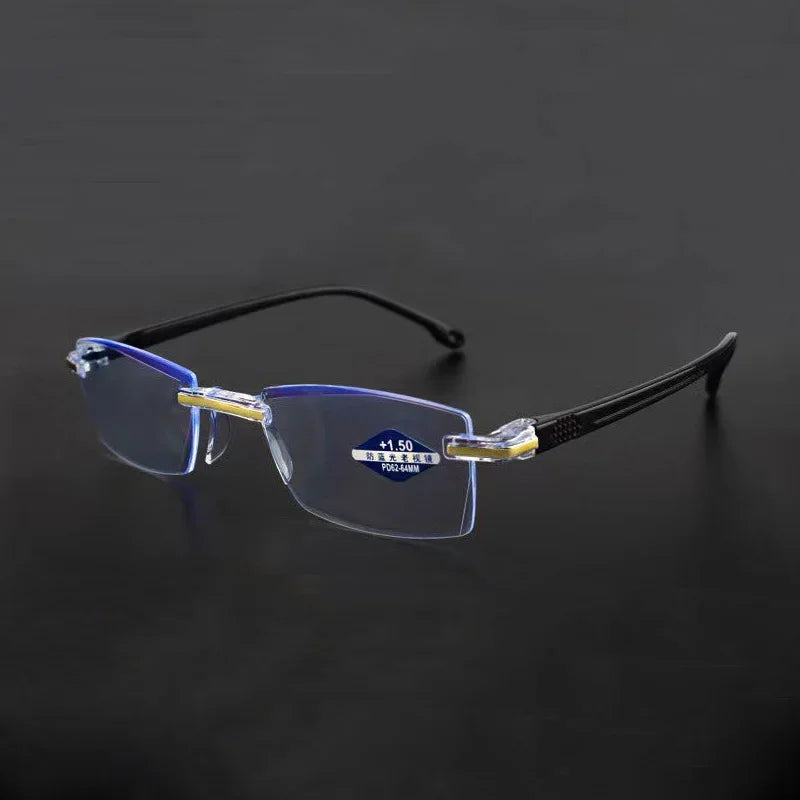 Rahmenlose Lesebrille mit Blaulichtfilter für Damen und Herren, +1,0 +1,5 +2,0 +2,5 +3,5 +4,0