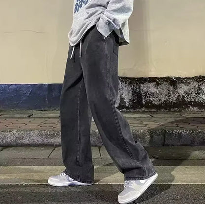 Herren Denim Jeans – Retro Washed, Wide Leg, American High Street Style