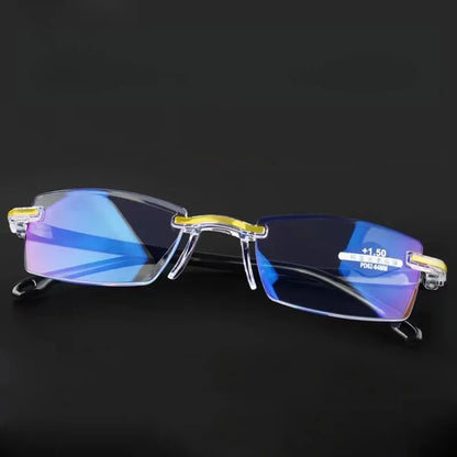 Rahmenlose Lesebrille mit Blaulichtfilter für Damen und Herren, +1,0 +1,5 +2,0 +2,5 +3,5 +4,0