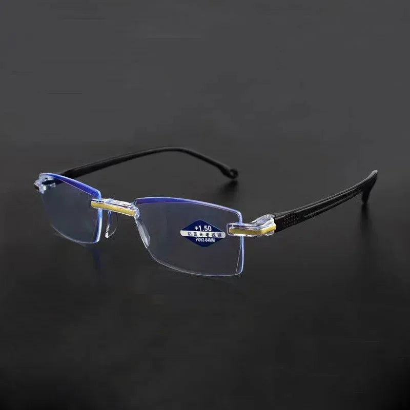 Rahmenlose Lesebrille mit Blaulichtfilter für Damen und Herren, +1,0 +1,5 +2,0 +2,5 +3,5 +4,0
