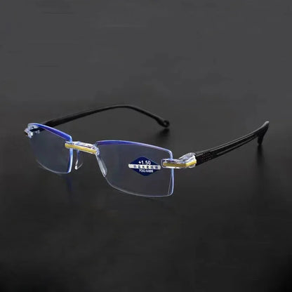 Rahmenlose Lesebrille mit Blaulichtfilter für Damen und Herren, +1,0 +1,5 +2,0 +2,5 +3,5 +4,0