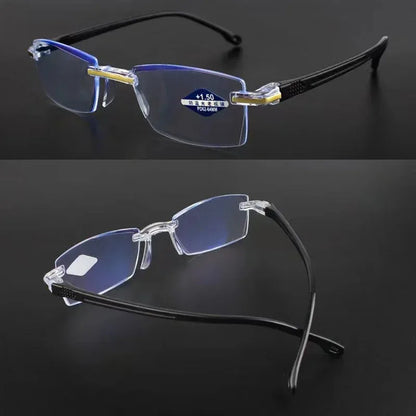 Rahmenlose Lesebrille mit Blaulichtfilter für Damen und Herren, +1,0 +1,5 +2,0 +2,5 +3,5 +4,0