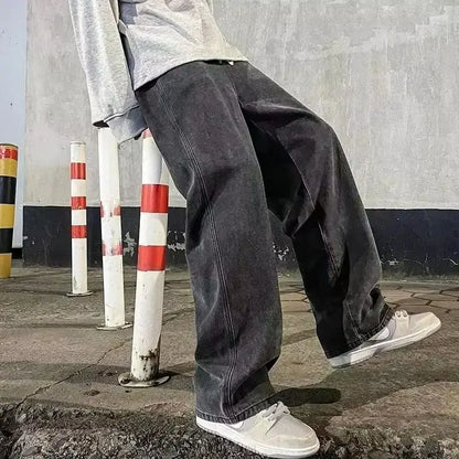 Herren Streetwear Jeans 2025 – Korean Style, Wide Leg, Loose Fit