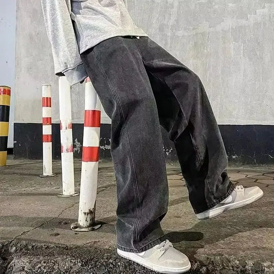 Herren Streetwear Jeans 2025 – Korean Style, Wide Leg, Loose Fit